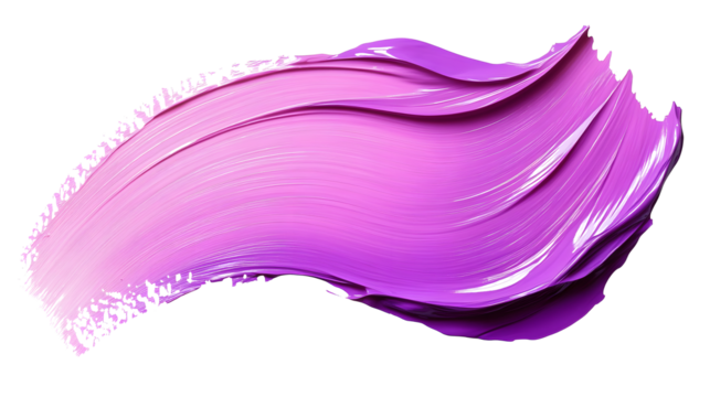thick pink and purple acrylic oil paint brush stroke on transparent png background isolated