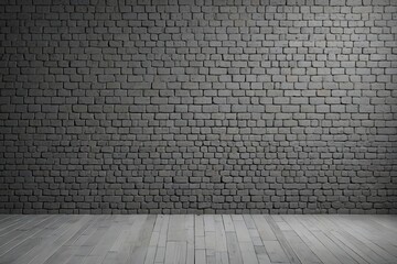 Fototapeta premium a black brick wall and wooden floor in a dark room
