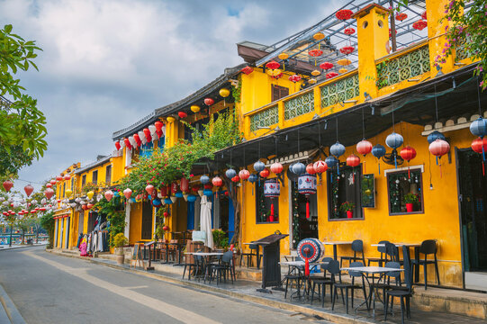 The traditional old yellow houses of the ancient city of Hoi An.