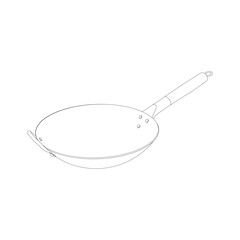 Hand drawn kids drawing illustration iron wok cartoon isolated