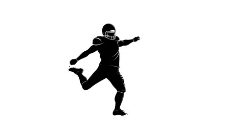 Fototapeta na wymiar football player in action, Silhouette isolated background, Vector football (soccer) player silhouette with ball isolated