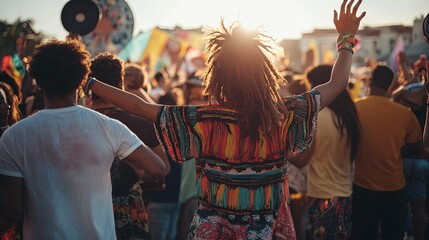 Obraz premium A community festival where people of all backgrounds celebrate together with music and art.
