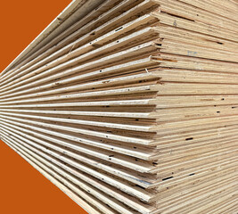 Stack of plywood board panels