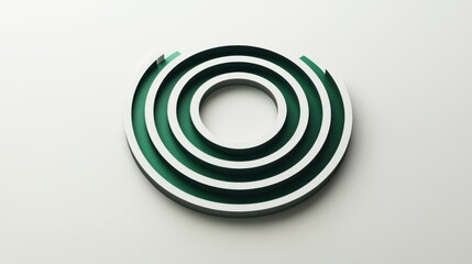 Fototapeta premium Abstract circular design with layered green and white elements.