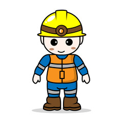 construction worker on white background