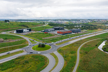 Urban roundabout in Reykjavik, Iceland
