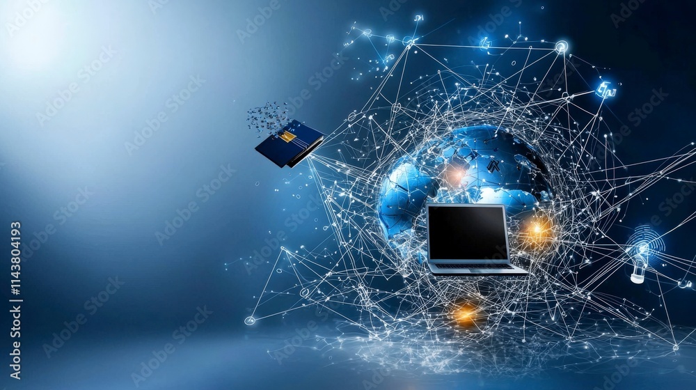 Aufkleber global connectivity revolution technology digital realm infographic modern abstract visualization