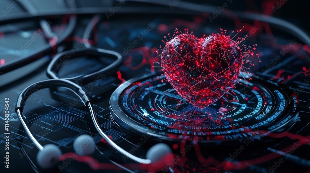 Aufkleber health data visualization digital analysis medical environment minimalist design heart representatio