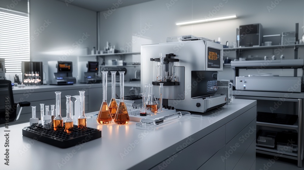 Aufkleber advanced laboratory equipment demonstrating innovative research techniques in a serene science works
