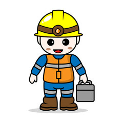 construction worker on white background