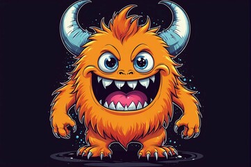 A cartoon monster with big eyes and a big smile