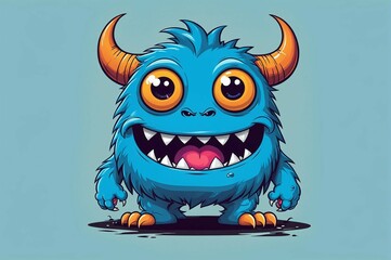 Naklejka premium A cartoon monster with big eyes and a big smile