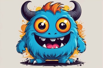 Naklejka premium A cartoon monster with big eyes and a big smile
