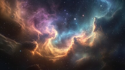 Obraz premium Celestial event of abstract sky with swirling auroras cosmic landscape digital artwork vibrant atmosphere aerial view imaginative concept