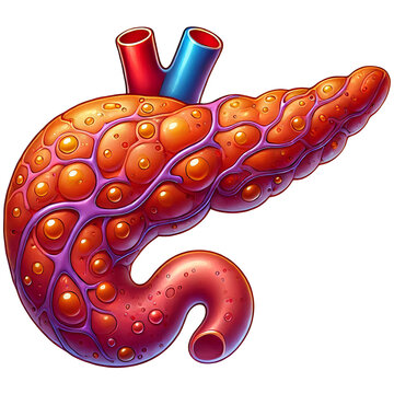 Cartoon Pancreas Illustration on White Background