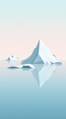 Minimalist Modern Illustration of Sharp Icebergs in Calm Water