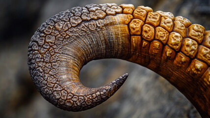 Fototapeta premium Close-up of a goat's horn with intricate textures