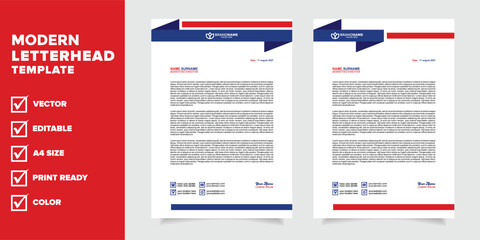 Obraz premium modern a4 letterhead template for creative business company office stationery in blue and red color 