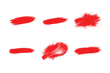 Red Brush Stroke Set Vector Illustration for Creative Design Projects