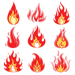Collection of Flame and Fire Icons for Design and Illustration