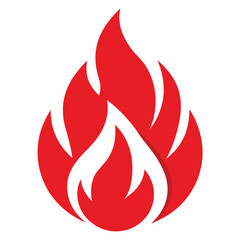 Red Fire Flame Icon - Vector Illustration