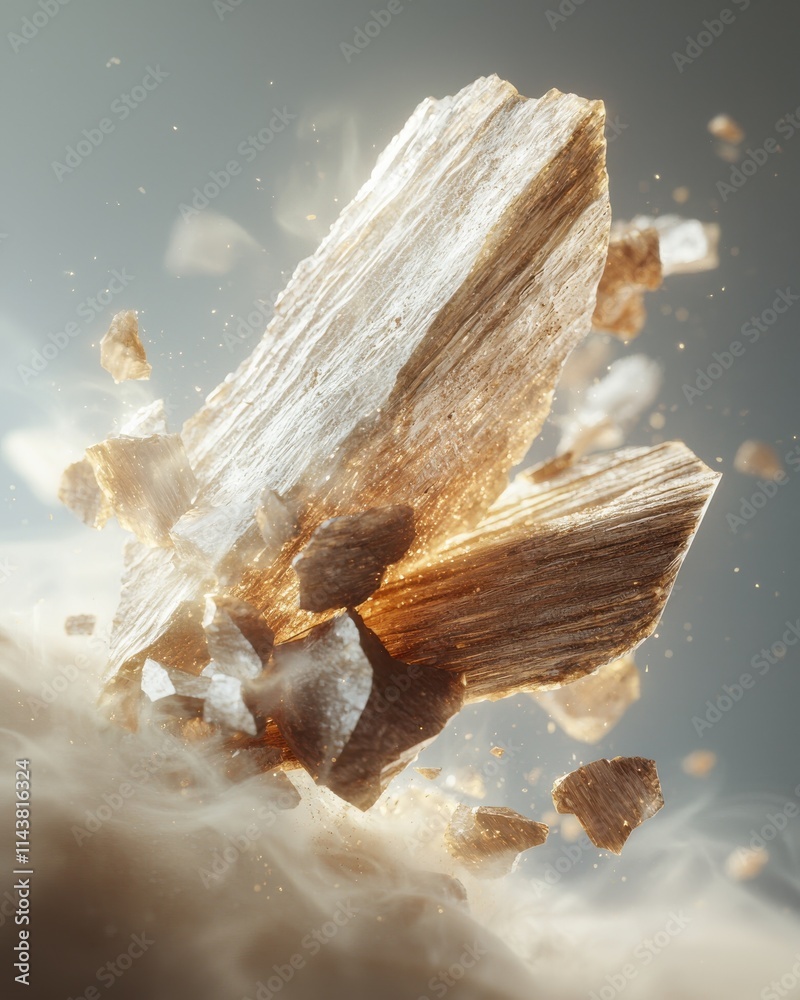 Poster dramatic splinter action in artistic abstract environment 3d visual dynamic viewpoint