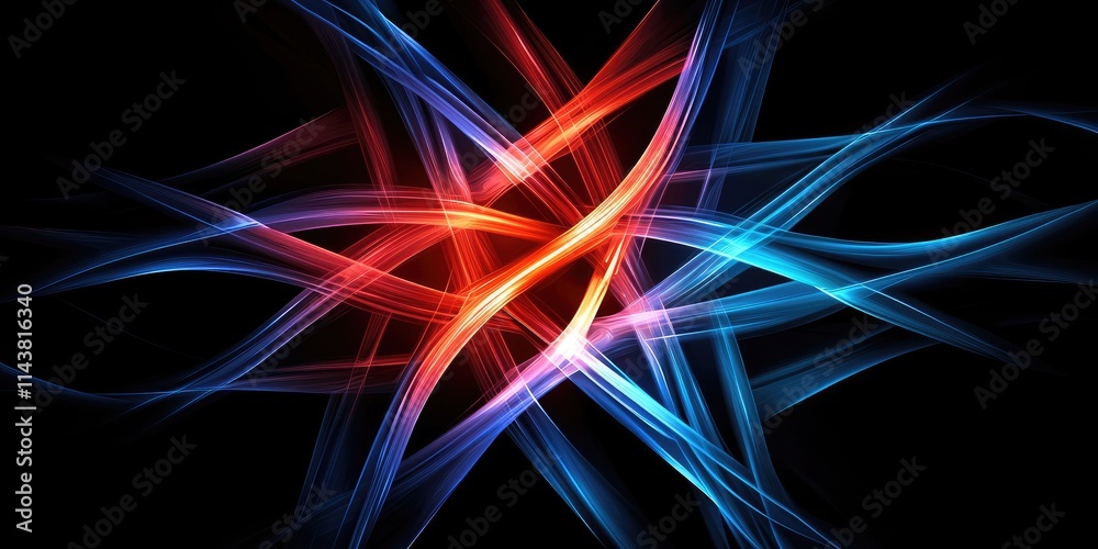 Poster dynamic light flow abstract design digital art colorful waves dark background high-contrast visual c