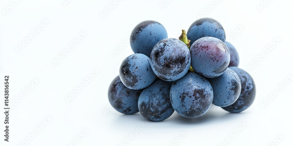 Poster Grape showcased in a fresh and vibrant isolated form on a clean white background, highlighting the beauty and texture of the grape in a visually appealing way. Perfect for various uses involving