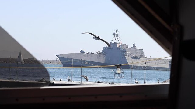 Military ship entering San Diego Bay