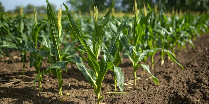 Corn plants are vulnerable to damage caused by environmental stress and diseases, including both biotic and abiotic stress factors affecting corn cultivation in the field.
