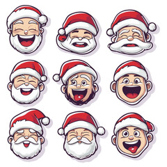  Vector sticker set of Cute Santa for christmas