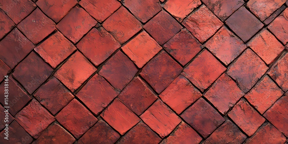Fototapete Textured background featuring a red brick tabulate row design, highlighting the unique patterns and colors of red brick. This red brick texture offers a visually appealing backdrop for various uses.