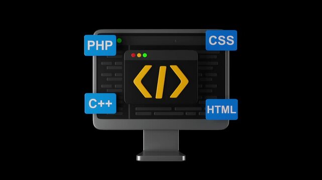 3D Animation Icon of Coding | Alpha Channel