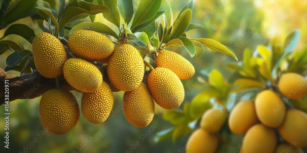 Poster jackfruit tree showcasing a vibrant and unique visual effect, highlighting the distinct features of 