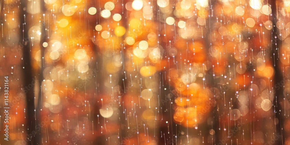 Aufkleber blurred autumn forest bokeh background featuring small raindrops creates a stunning autumn forest te