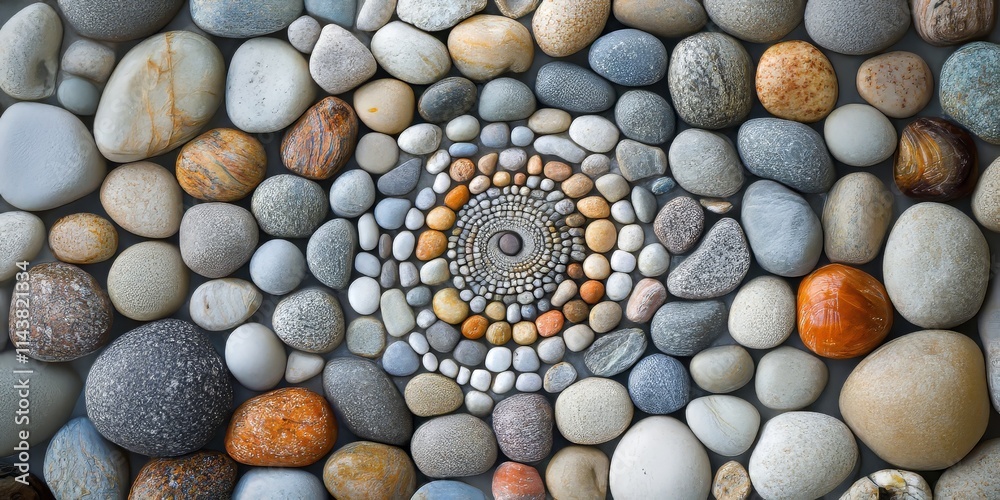 Poster sea stones arranged in a circular pattern create a unique and natural design. this artistic display 
