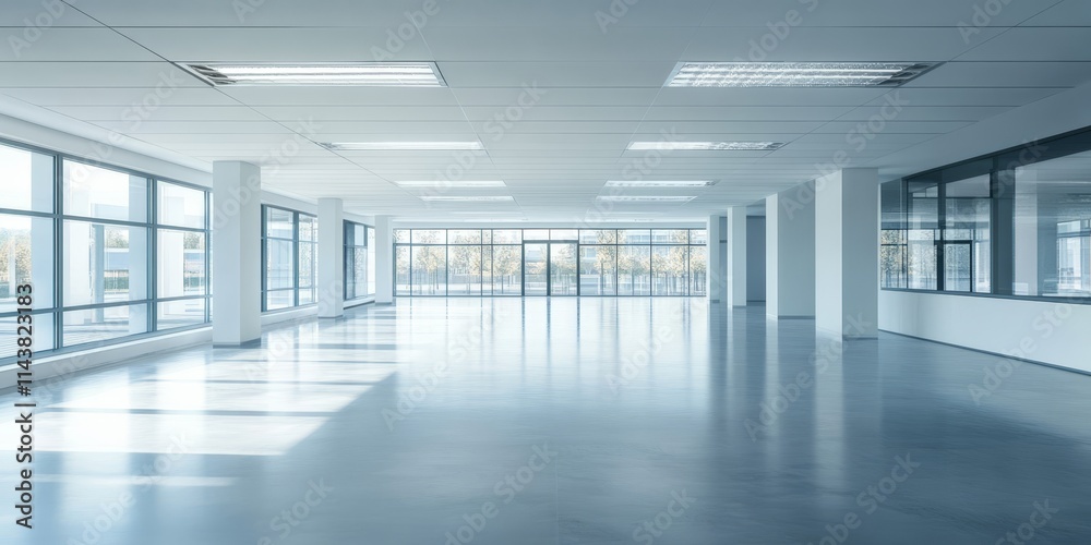 Aufkleber modern empty office interior featuring a sleek design with an open white ceiling. the cool tone of t