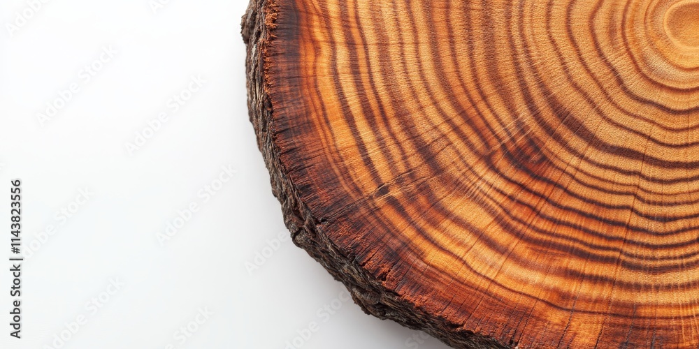 Poster pine tree cross sections showcasing detailed annual rings are presented on a white background. this 