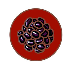 赤い皿に盛りつけた黒豆