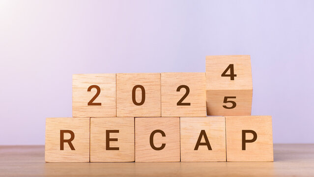 2024 and 2025 recap. Key highlights and insights, achievements, review, goals and business plans. Wooden cube flips from 2024 to 2025