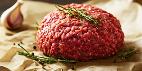 Organic raw grass fed ground beef displayed on butcher paper highlights the freshness and quality of organic raw grass fed ground beef, perfect for a variety of delicious recipes.
