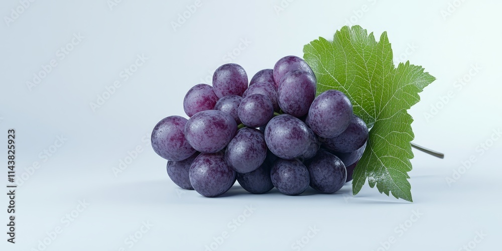 Poster Grape showcased in a fresh and vibrant isolated form on a clean white background, highlighting the beauty and texture of the grape in a visually appealing way. Perfect for various uses involving