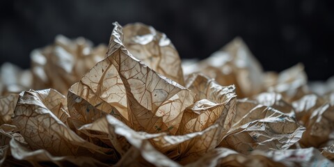 Crumpled Paper Forms Abstract Floral Design