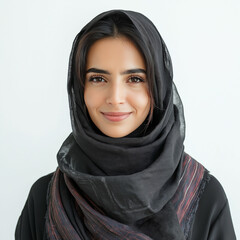 Naklejka premium Beautiful middle eastern arabic muslim woman wearing abaya and hijab fashion portraits, Saudi emirati kuwait qatar
