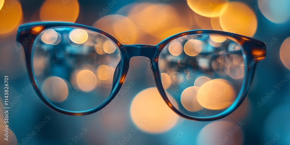 Aufkleber Blurry glasses photo showcasing a soft focus effect, ideal for creating a blurred background atmosphere with a stylized touch featuring blurry imagery. Perfect for artistic projects.