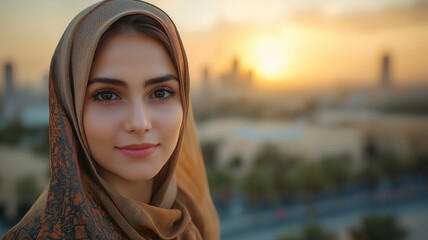 Beautiful middle eastern arabic muslim woman wearing abaya and hijab fashion portraits, Saudi emirati kuwait qatar
