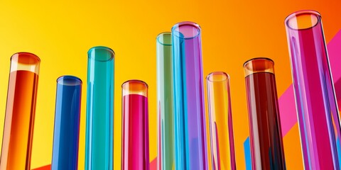 Chemistry tubes made of glass displayed against a vibrant color background, showcasing the intricate details of glass chemistry tubes and their striking presence in various contexts.