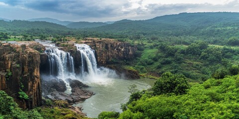 Gokak Falls is a stunning natural attraction, especially during the monsoon season. This beautiful place showcases the breathtaking scenery and vibrant greenery of Gokak Falls.