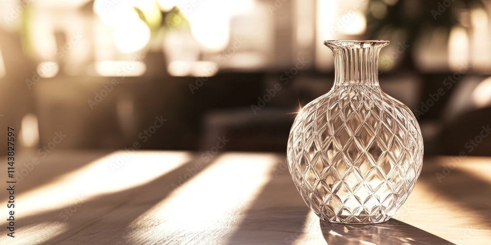 Leinwandbilder seamless texture featuring the shadow of a crystal vase, showcasing geometric patterns within an int