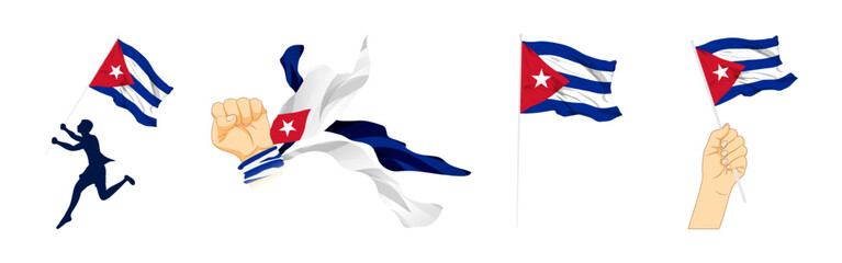 Vector illustration of Cuba flag composition on transparent background

